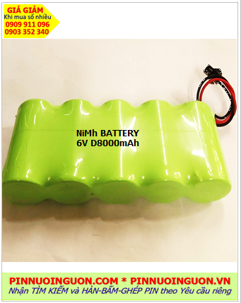 Pin sạc 6v D8000mAh; Pin sạc NiMh Nicd 6v D8000mAh; Pin sạc khối công nghiệp 6v D8000mAh, Pin sạc khối 6v D8000mAh 